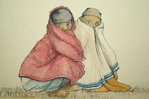 Deux jeunes Népalais 15x15 80€ 1987